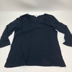 Pendleton Shirt Womens XL Black Striped Top V Neck Long Sleeve  Cotton NWT